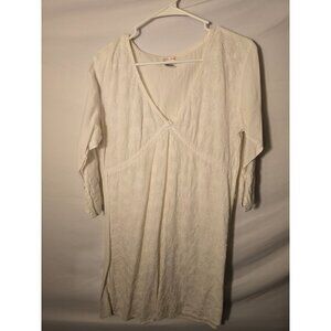 Sai Baba Creations beach White Vneck Simple Dress coastal Womens Size XL